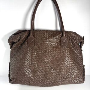 Elegant Brown Woven Leather Tote